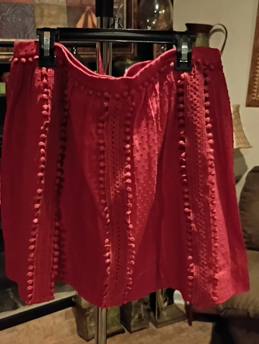 J. Crew Rust Pom-Pom Lace Skirt